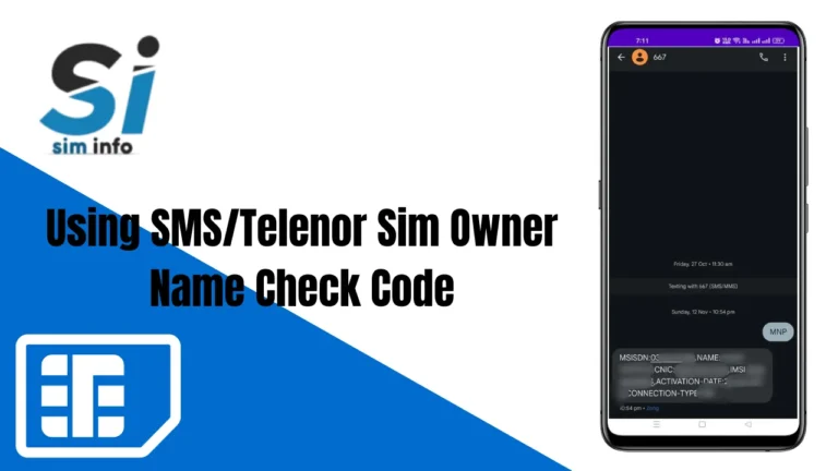 Using SMS/Telenor Sim Owner Name Check Code