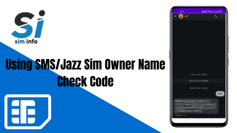 Using SMS/Jazz Sim Owner Name Check Code